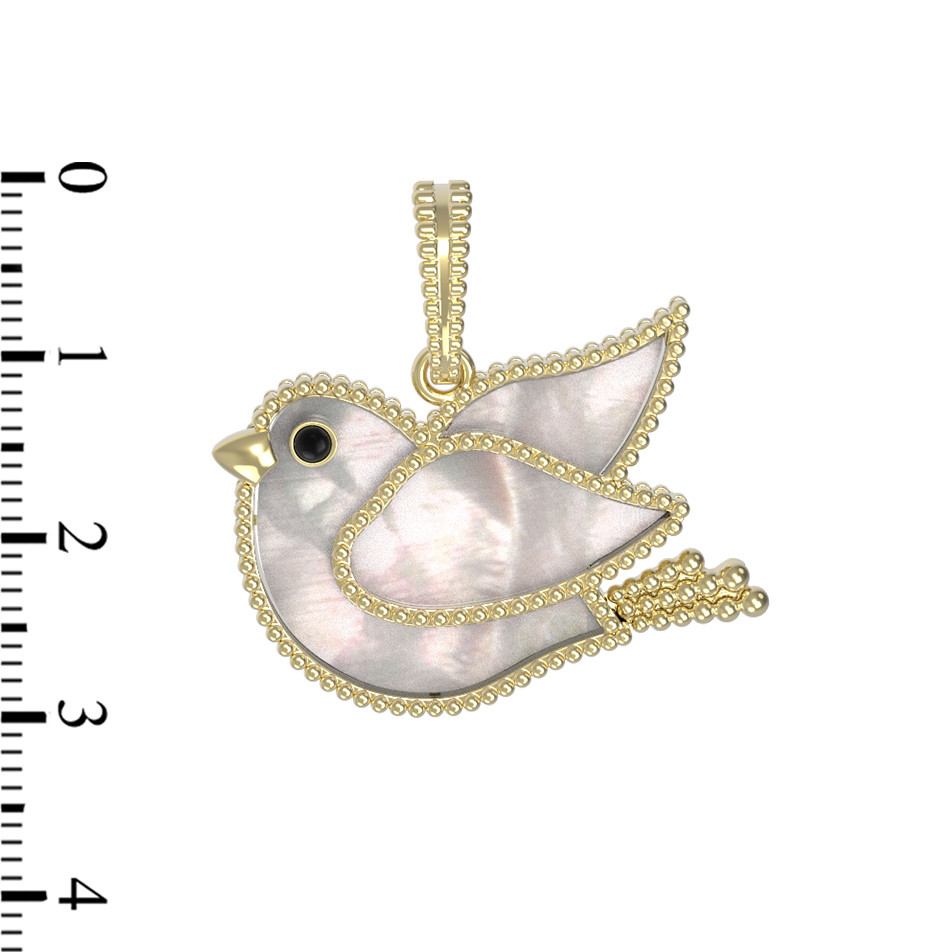 Подвеска из лимонного золота c эмаль и перламутром