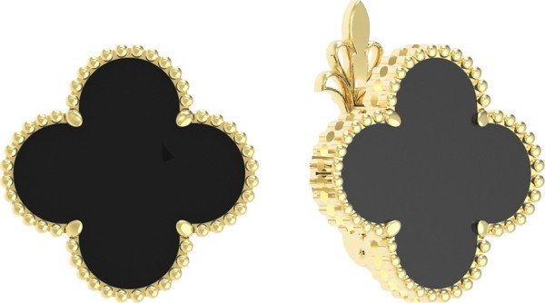 Серьги из лимонного золота c ониксом