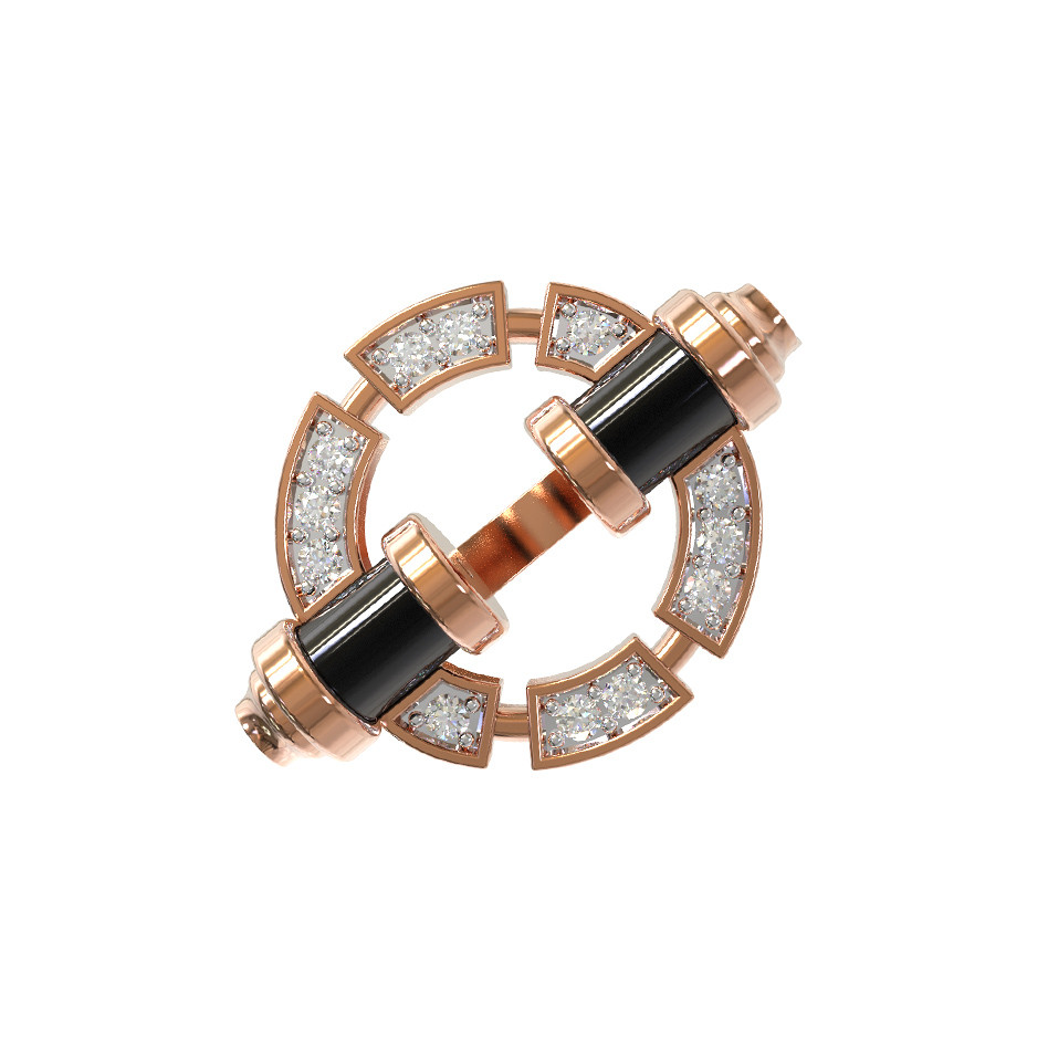 Кольцо из золота c бриллиантами и ониксом