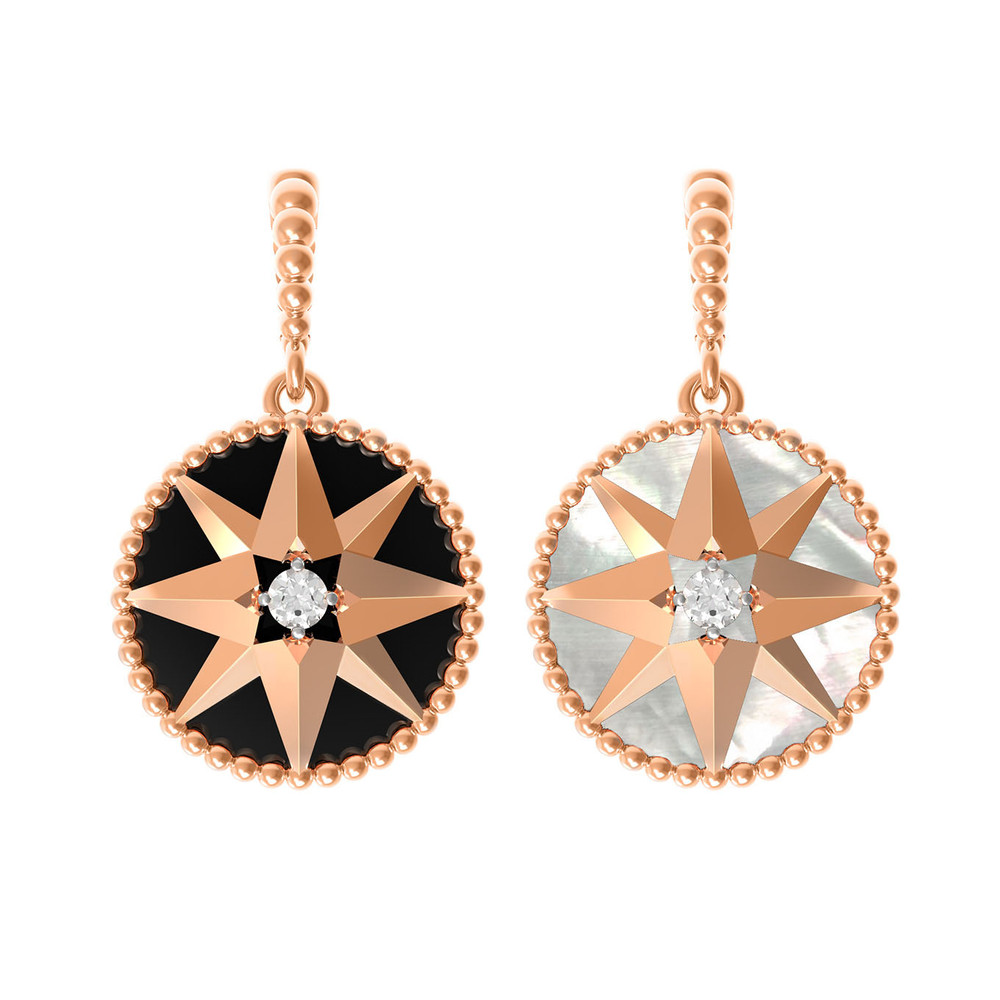 Подвеска из золота c фианитом, ониксом и перламутром