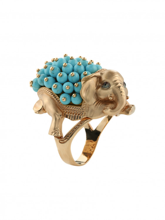 Кольцо из золота c эмаль и бирюзой