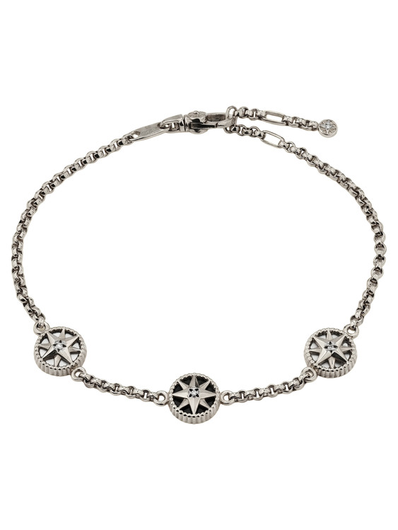 Браслет из белого золота c бриллиантами, ониксом и перламутром