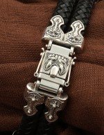 Браслет из серебра c кожаным шнурком