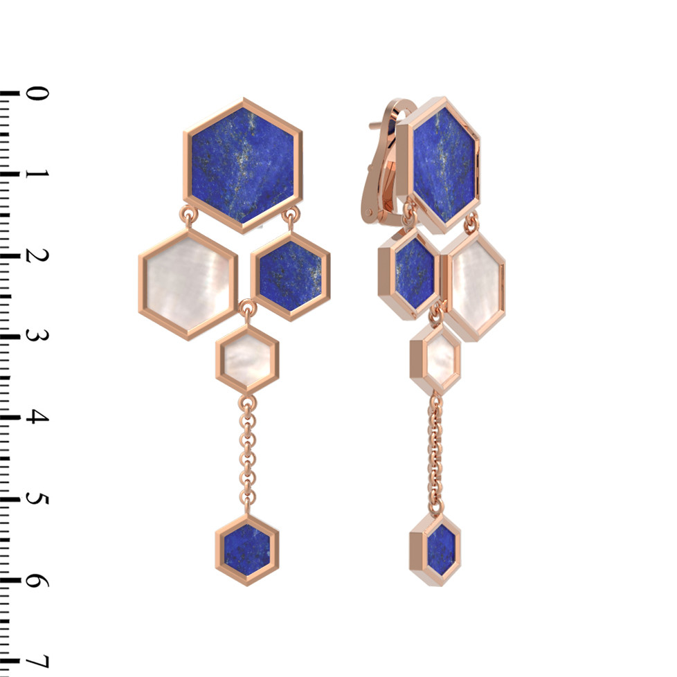 Серьги из золота c лазуритом и перламутром