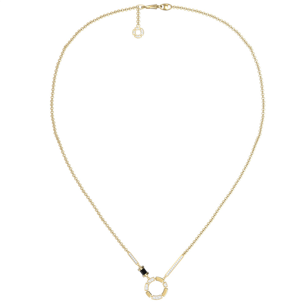 Колье из лимонного золота c бриллиантами и ониксом