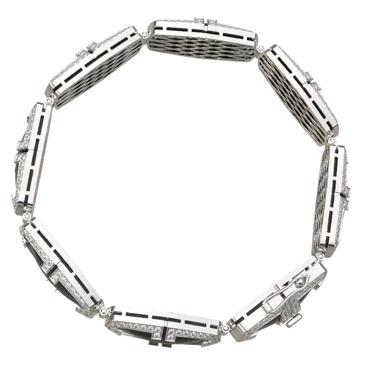 Браслет из белого золота c бриллиантами, рубином и ониксом