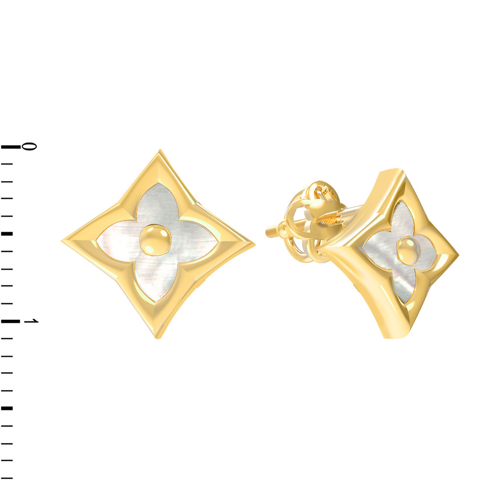 Серьги из лимонного золота c перламутром