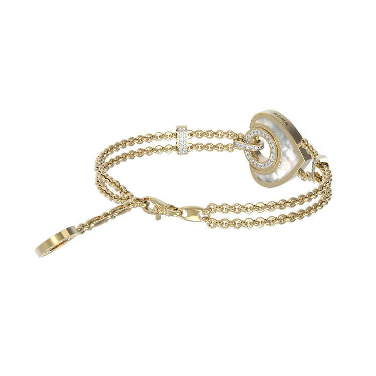 Браслет из лимонного золота c бриллиантами, ониксом и перламутром