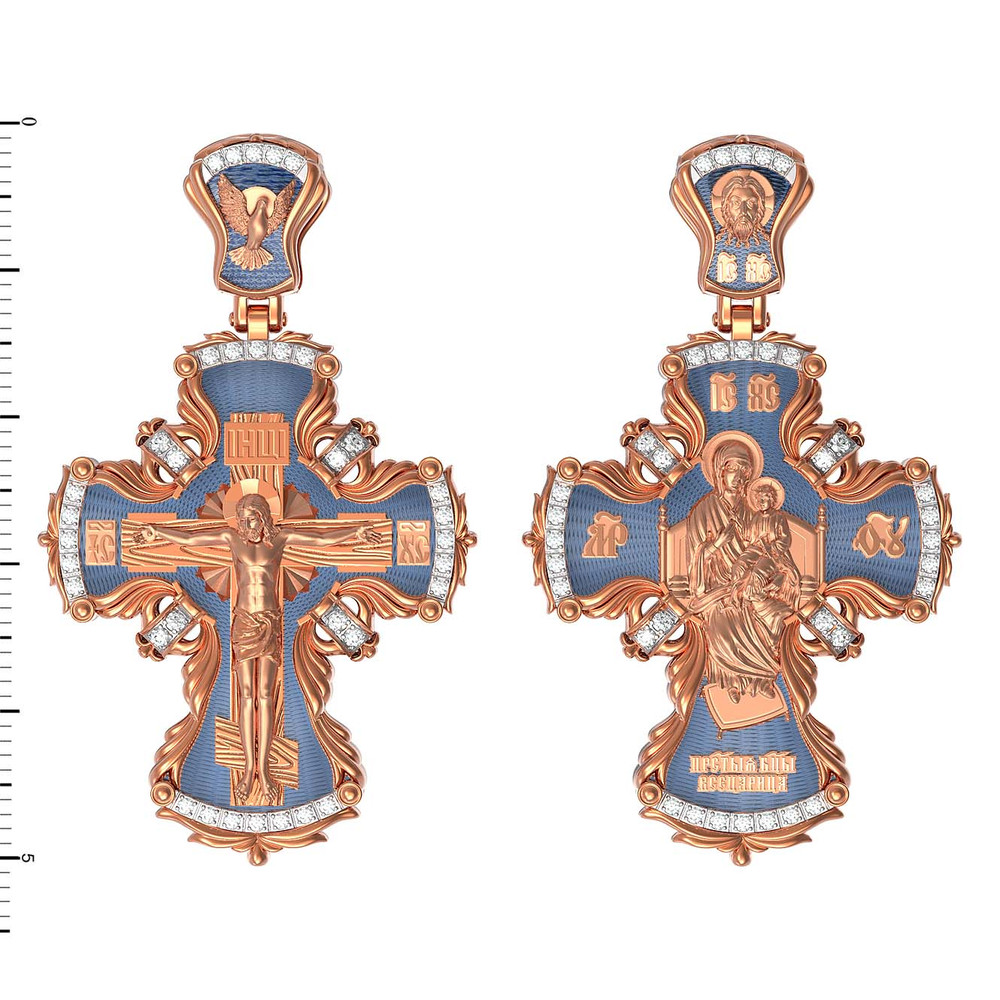 Крест из золота c эмаль и бриллиантами
