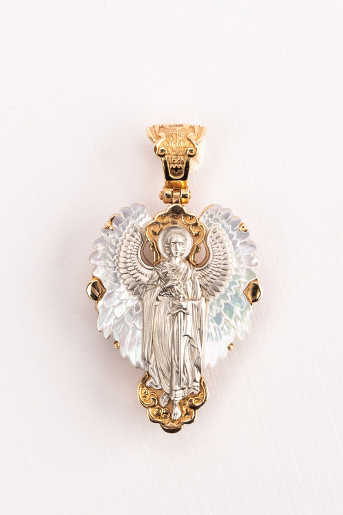 Крест из золота c перламутром