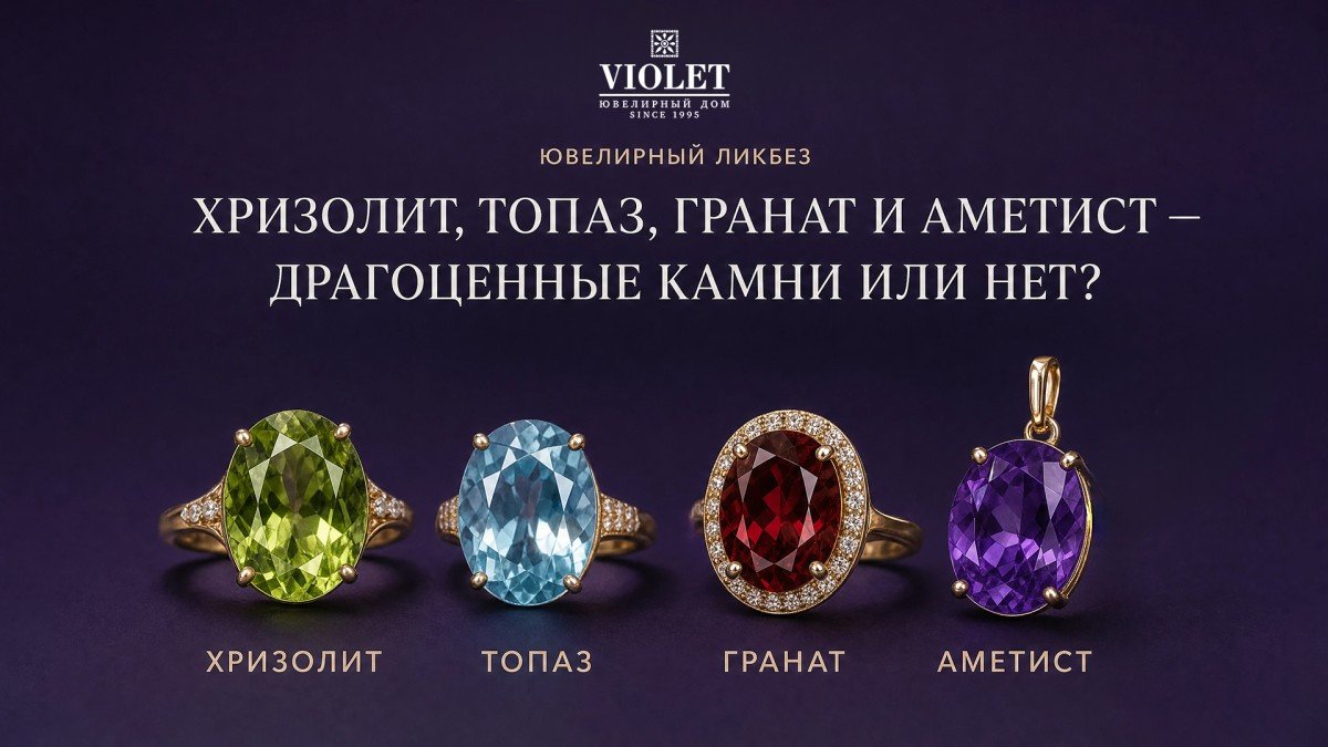 Ювелирный ликбез: хризолит, топаз, гранат и аметист — драгоценные камни или нет?