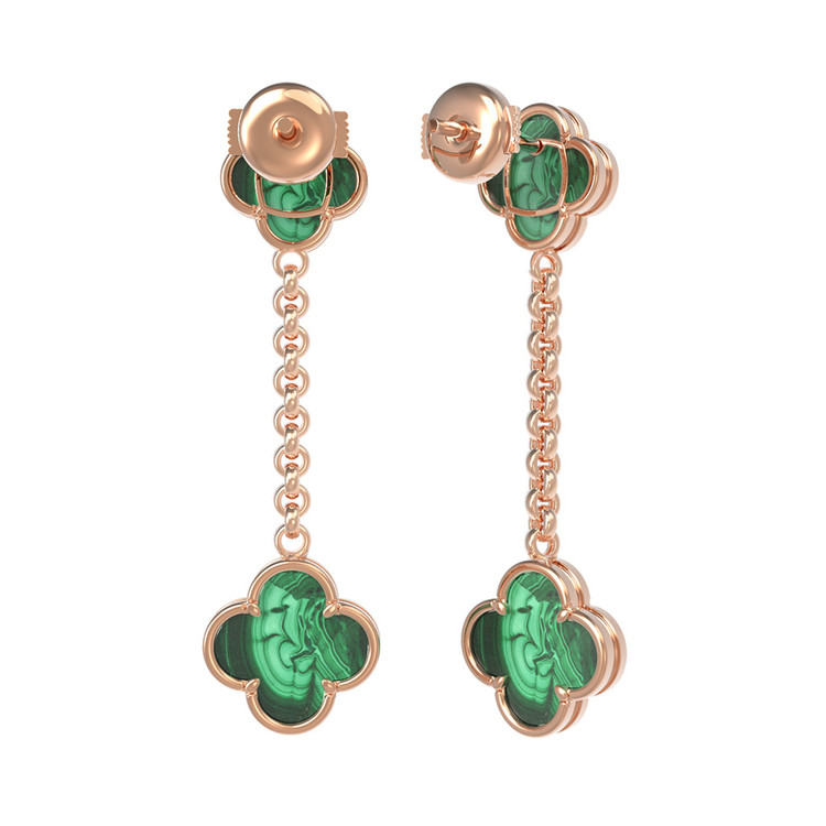 Серьги из золота c малахитом