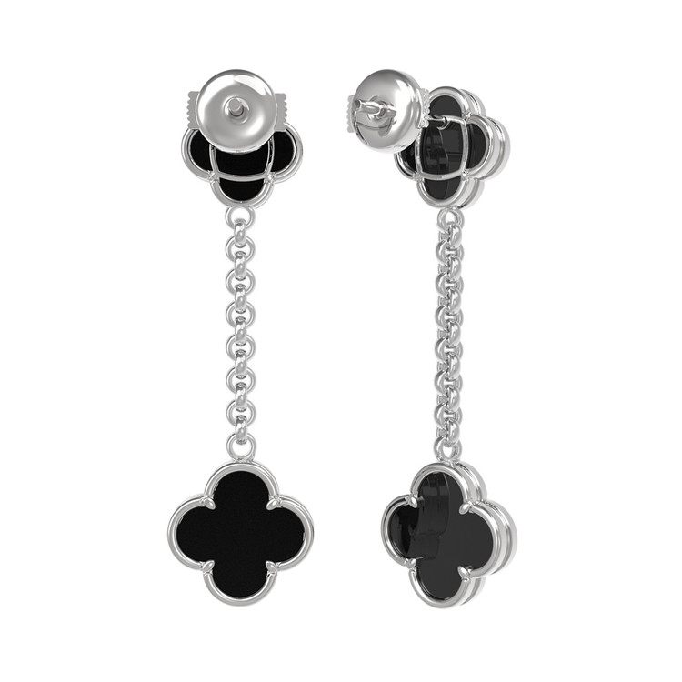 Серьги из белого золота c ониксом