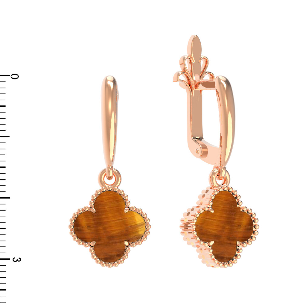 Серьги из золота c тигровым глазом