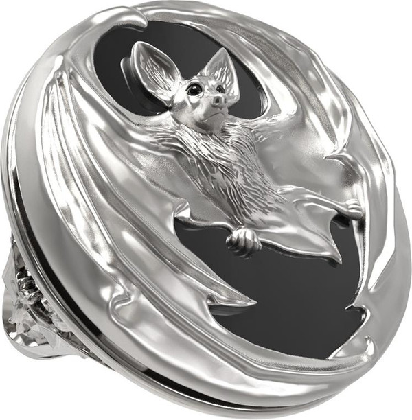 Кольцо из белого золота c эмаль и ониксом