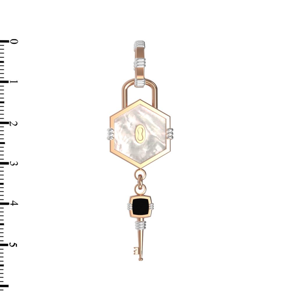 Подвеска из золота c ониксом и перламутром