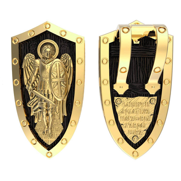 Образок из лимонного золота c эбеновым деревом