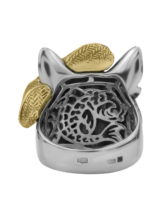 Кольцо из белого золота c эмаль