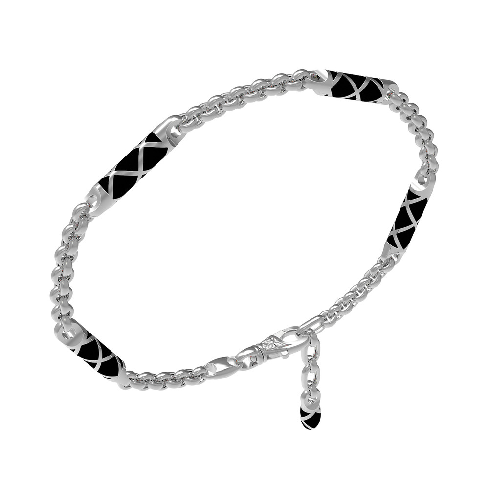 Браслет из белого золота c эмаль