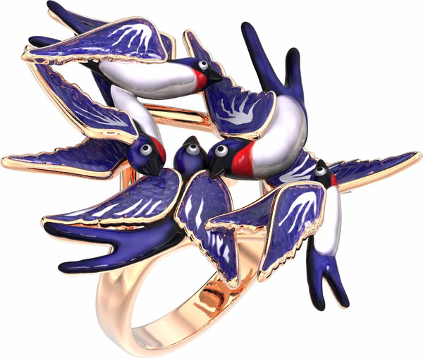 Кольцо из золота c эмаль