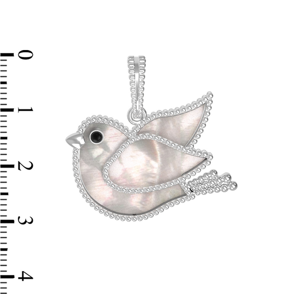 Подвеска из белого золота c эмаль и перламутром