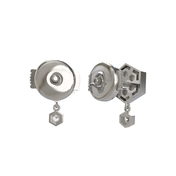 Серьги из белого золота c бриллиантами и перламутром