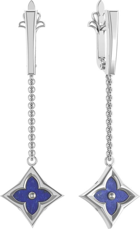 Серьги из белого золота c лазуритом