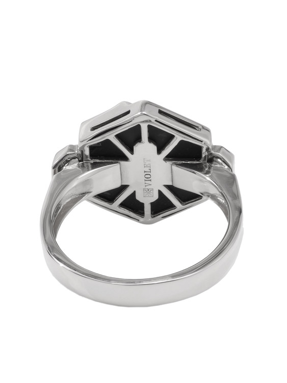 Кольцо из белого золота c бриллиантами и ониксом