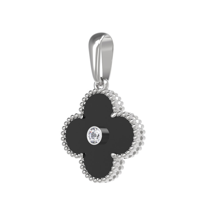 Подвеска из белого золота c бриллиантами и ониксом