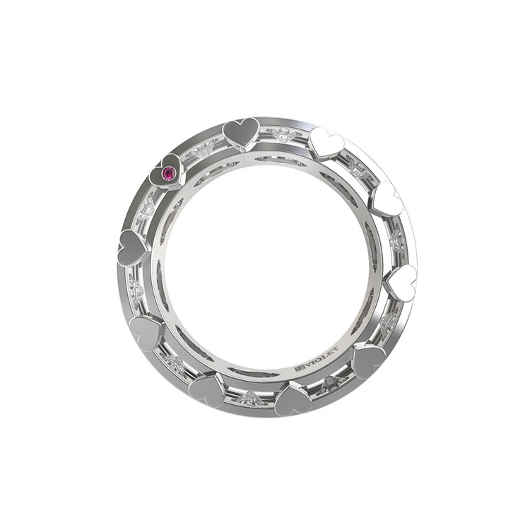 Кольцо из белого золота c бриллиантами и рубином