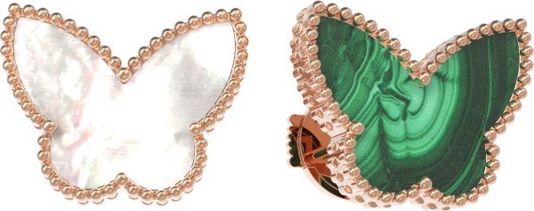 Серьги из золота c малахитом и перламутром