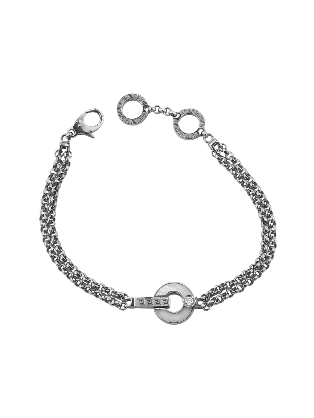 Браслет из белого золота c бриллиантами и перламутром