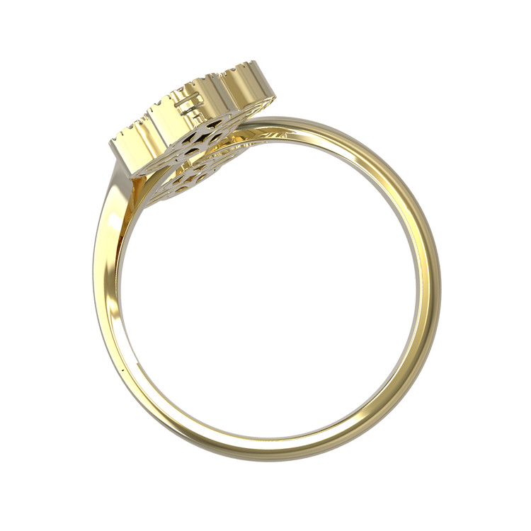 Кольцо из лимонного золота c бриллиантами, малахитом и перламутром