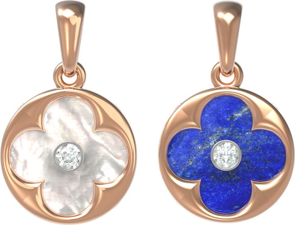 Подвеска из золота c бриллиантами, лазуритом и перламутром