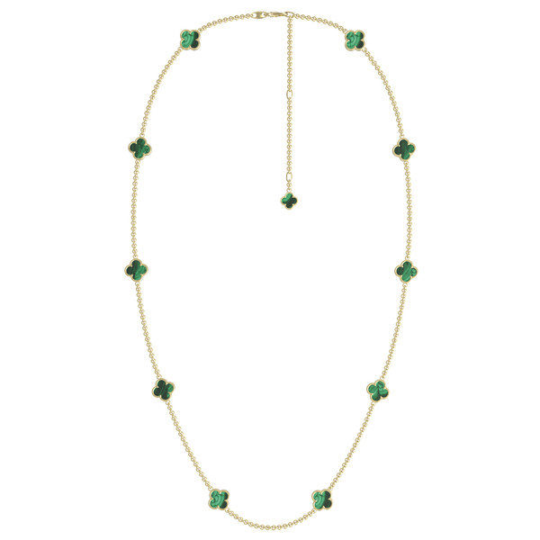 Колье из лимонного золота c малахитом