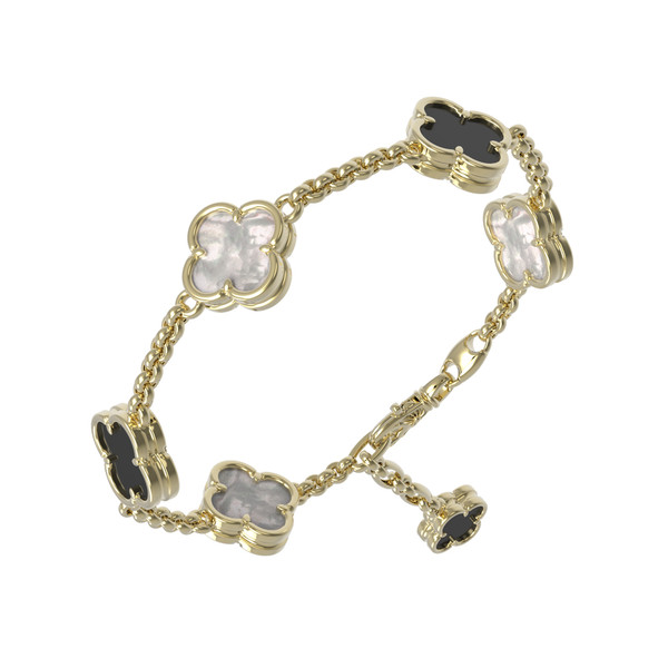 Браслет из лимонного золота c ониксом и перламутром