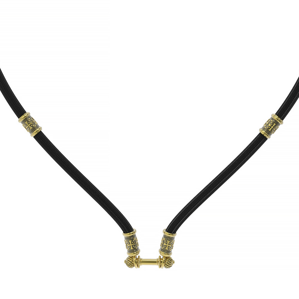 Шнурок шёлковый из лимонного золота c шёлковым шнурком