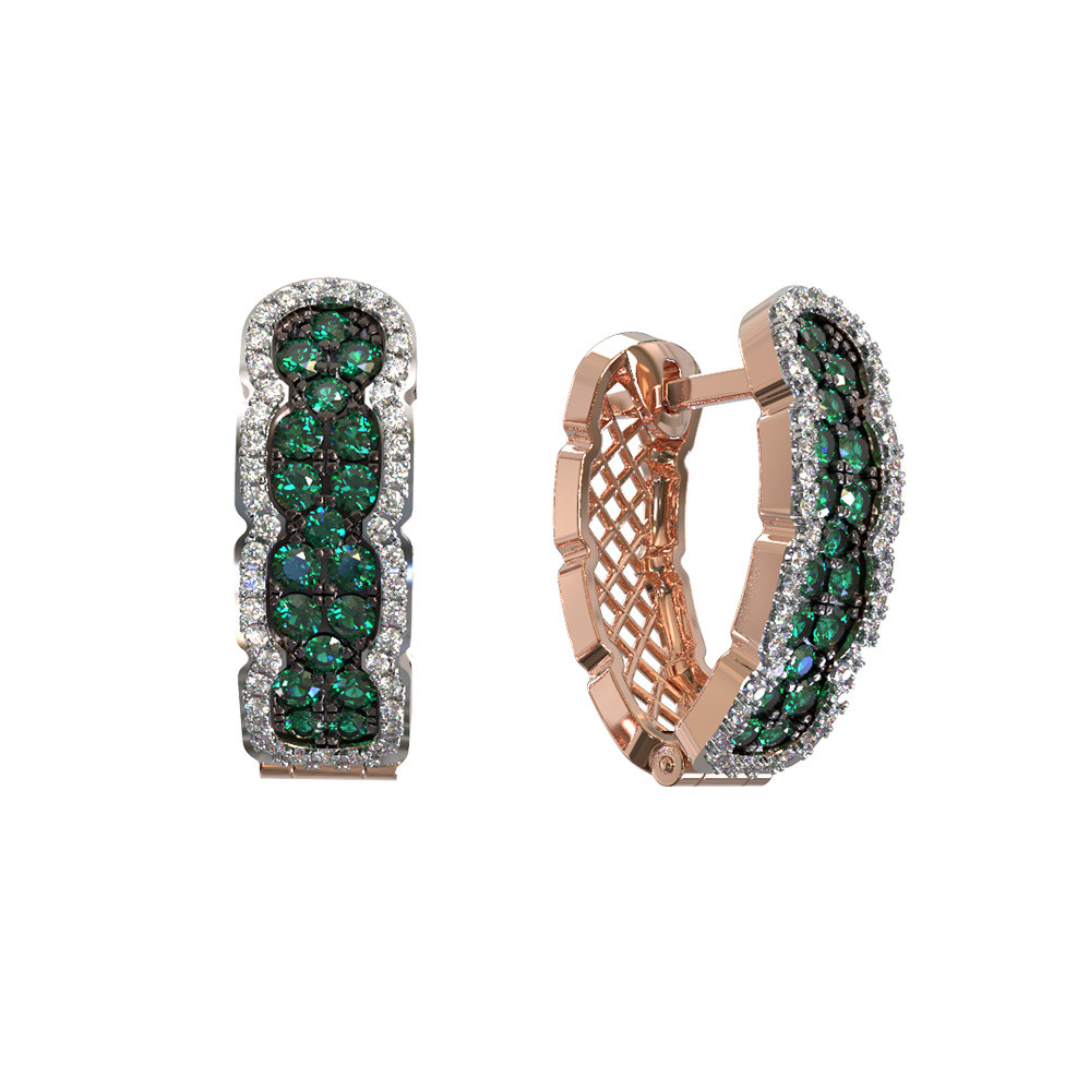 Серьги из золота c бриллиантами и изумрудом