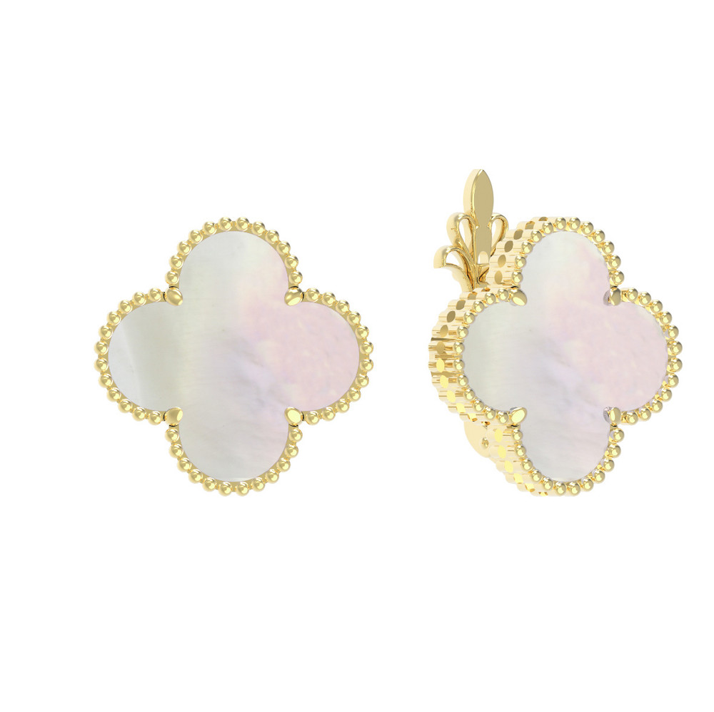 Серьги из лимонного золота c перламутром