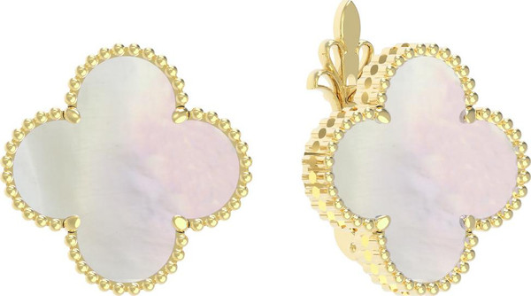 Серьги из лимонного золота c перламутром