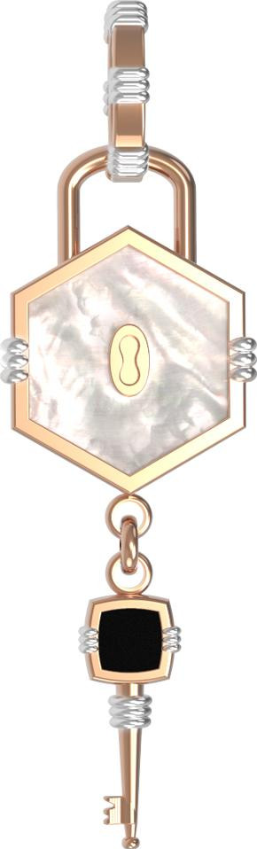 Подвеска из золота c ониксом и перламутром