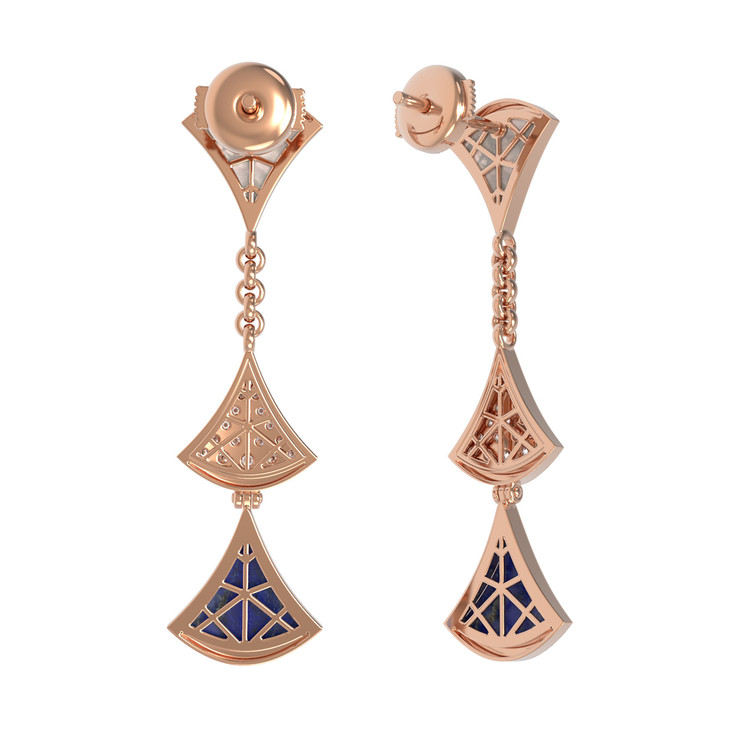 Серьги из золота c бриллиантами, лазуритом и перламутром