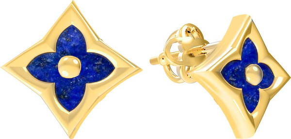 Серьги из лимонного золота c лазуритом