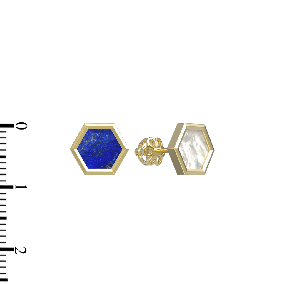 Серьги из лимонного золота c лазуритом и перламутром