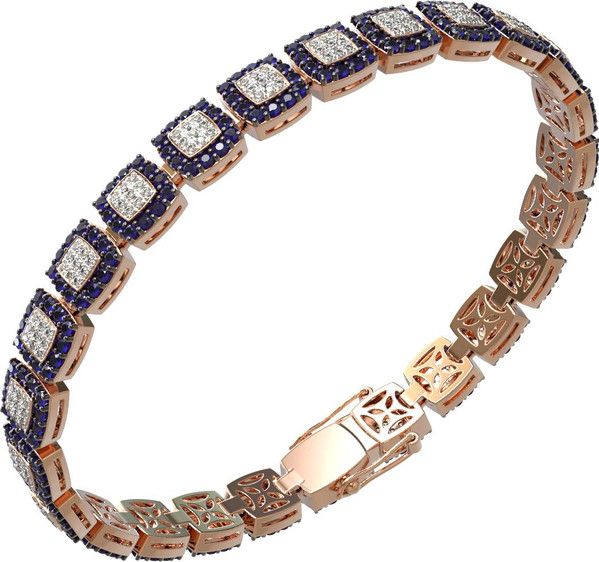 Браслет из золота c бриллиантами и сапфиром