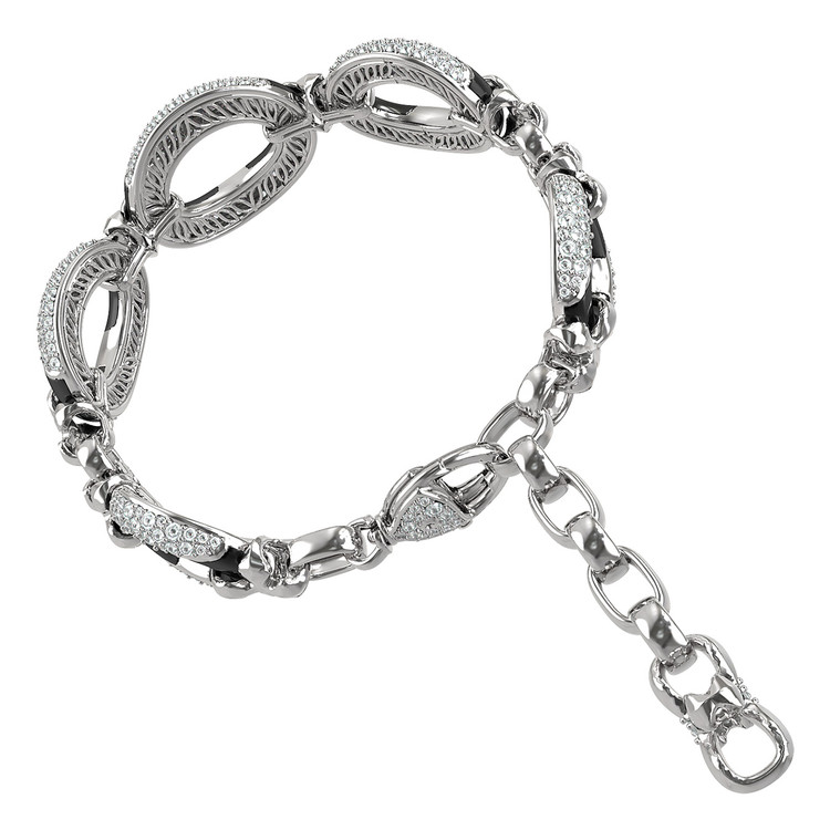 Браслет из белого золота c бриллиантами и ониксом