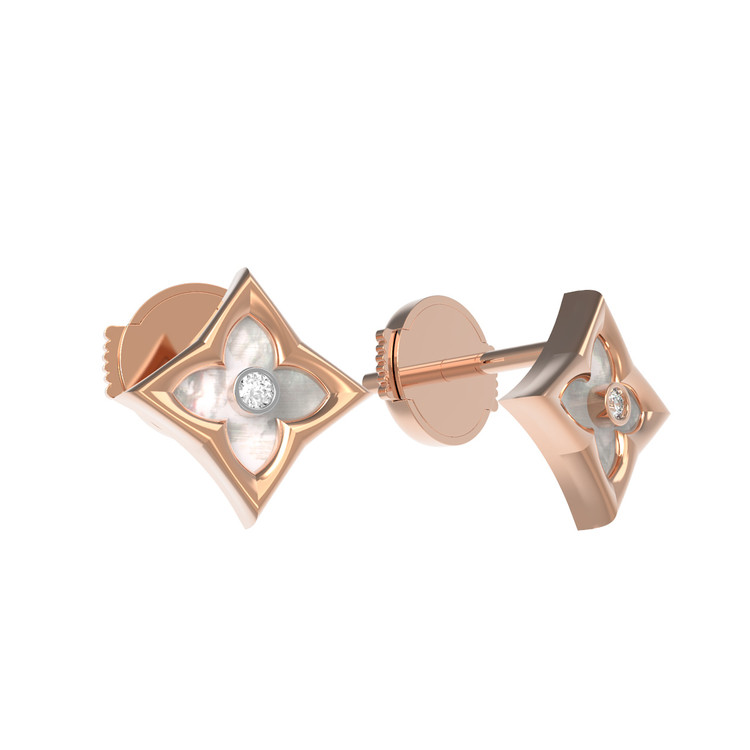 Серьги из золота c бриллиантами и перламутром