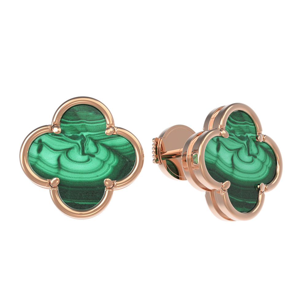 Серьги из золота c малахитом