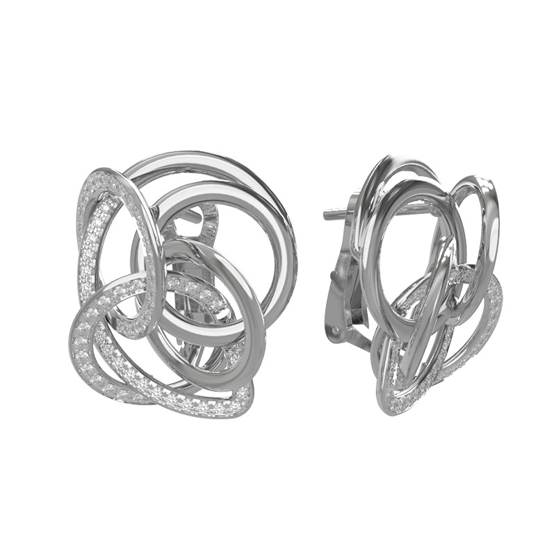 Серьги из белого золота c бриллиантами