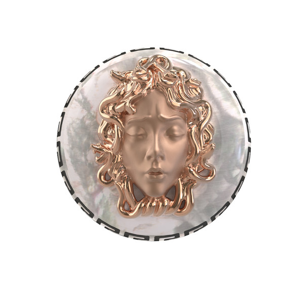 Кольцо из золота c эмаль и перламутром